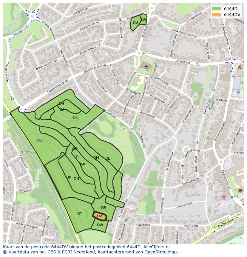 Afbeelding van het postcodegebied 6444 DV op de kaart.