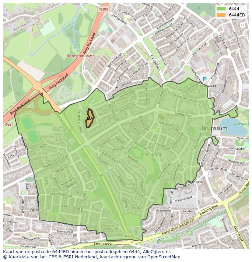 Afbeelding van het postcodegebied 6444 ED op de kaart.