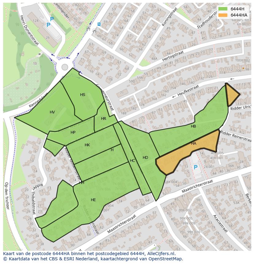 Afbeelding van het postcodegebied 6444 HA op de kaart.