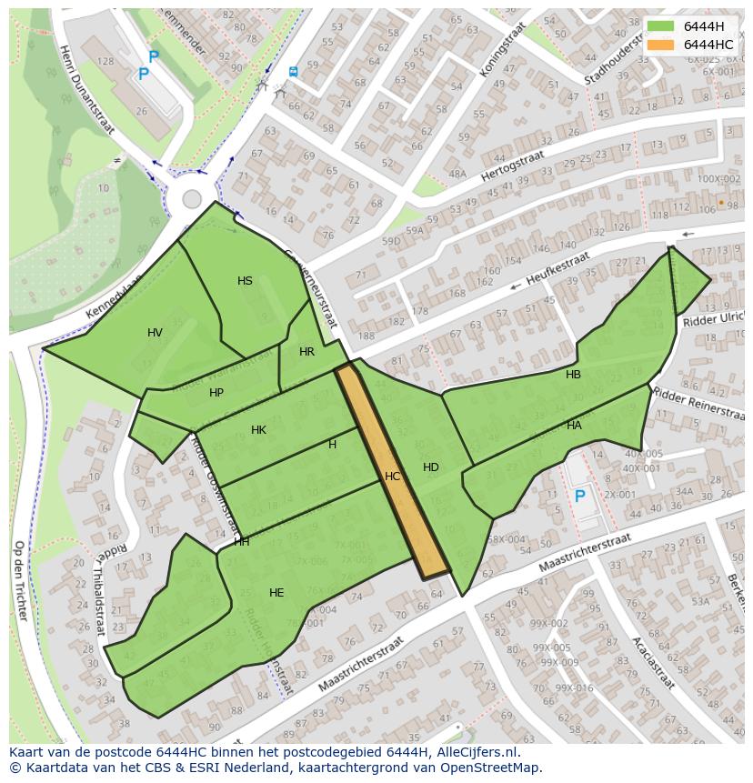 Afbeelding van het postcodegebied 6444 HC op de kaart.