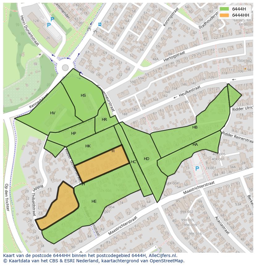 Afbeelding van het postcodegebied 6444 HH op de kaart.