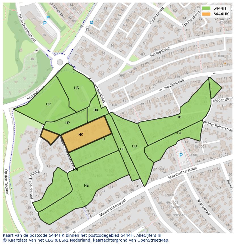 Afbeelding van het postcodegebied 6444 HK op de kaart.