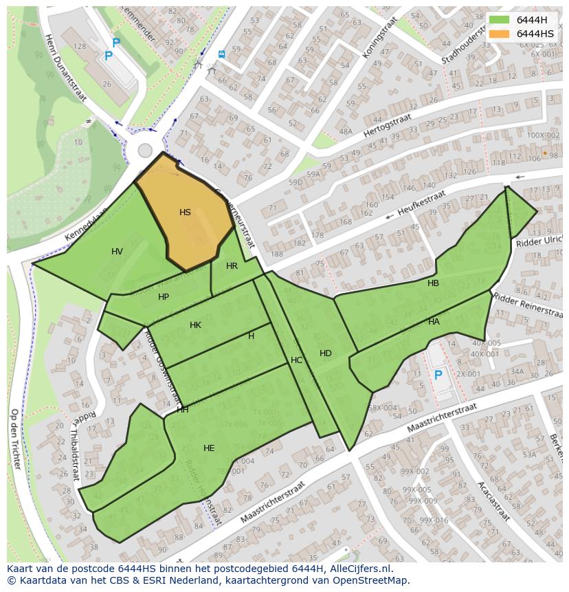 Afbeelding van het postcodegebied 6444 HS op de kaart.