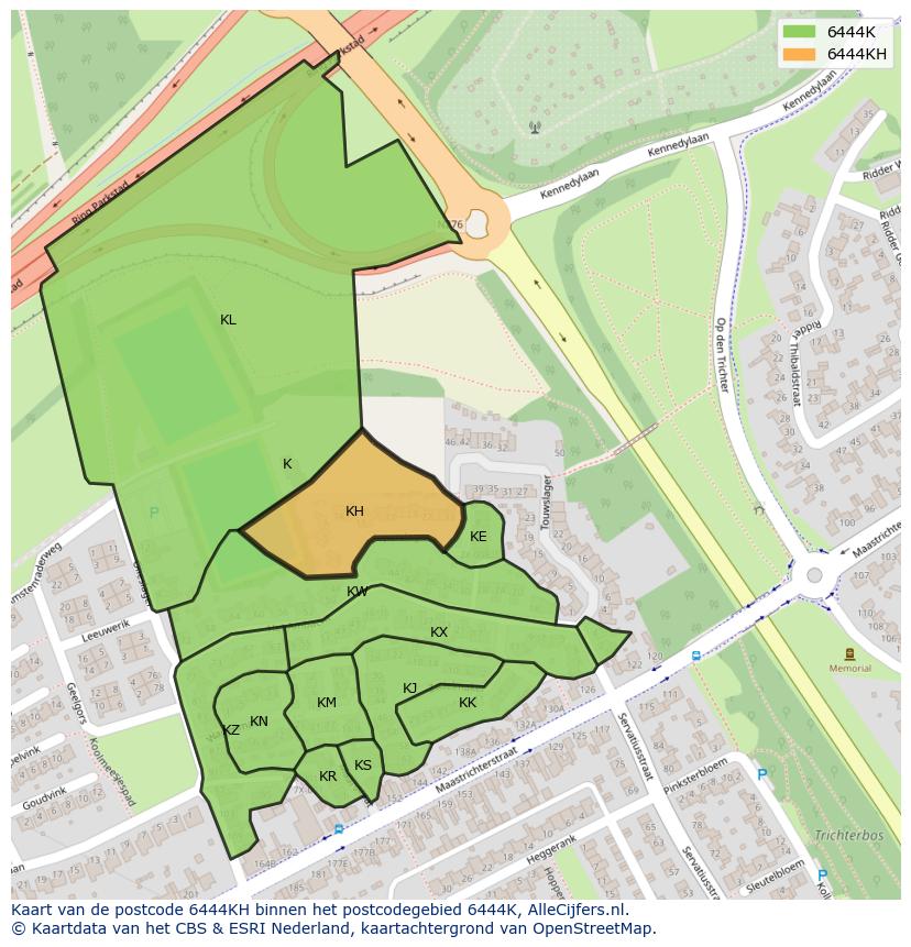 Afbeelding van het postcodegebied 6444 KH op de kaart.