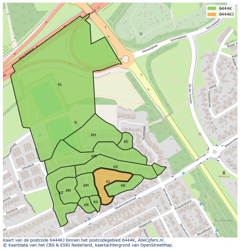 Afbeelding van het postcodegebied 6444 KJ op de kaart.