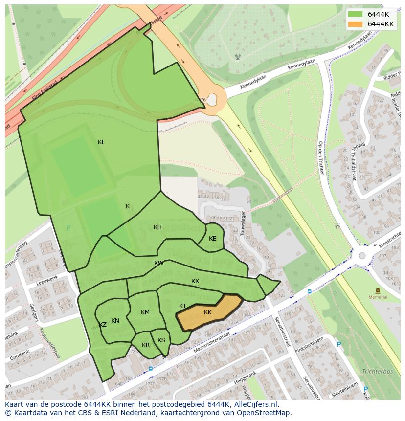 Afbeelding van het postcodegebied 6444 KK op de kaart.