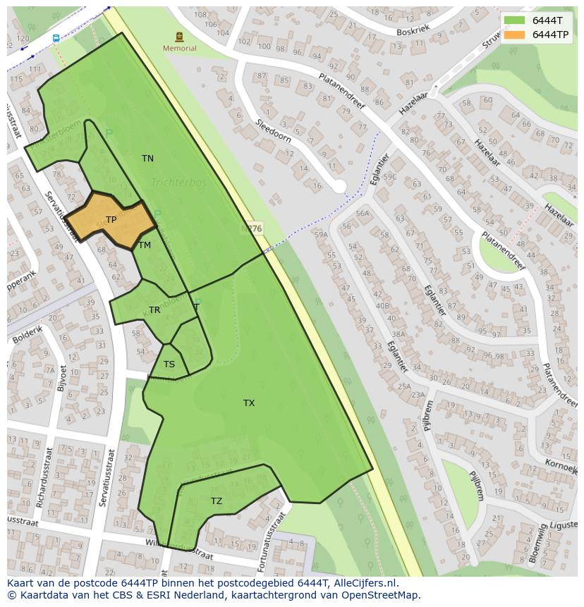 Afbeelding van het postcodegebied 6444 TP op de kaart.