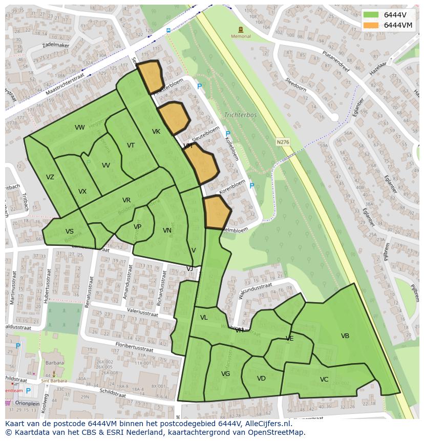 Afbeelding van het postcodegebied 6444 VM op de kaart.