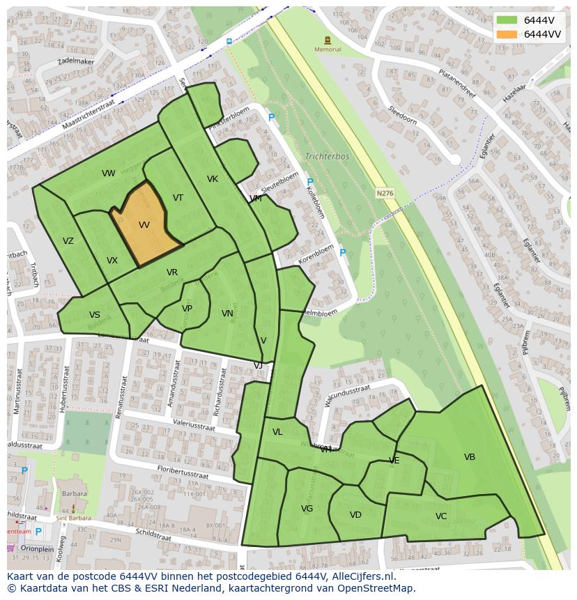 Afbeelding van het postcodegebied 6444 VV op de kaart.