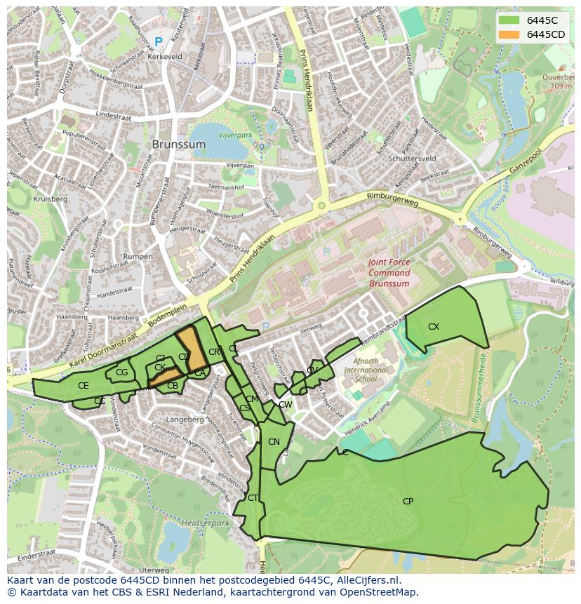 Afbeelding van het postcodegebied 6445 CD op de kaart.