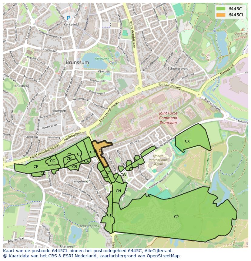 Afbeelding van het postcodegebied 6445 CL op de kaart.