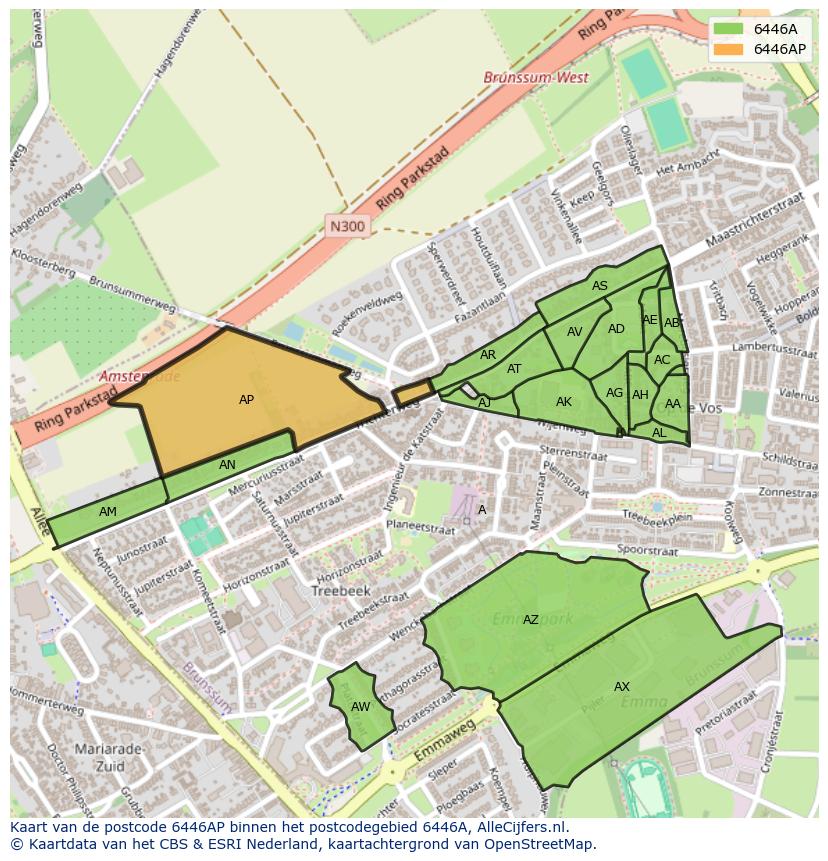 Afbeelding van het postcodegebied 6446 AP op de kaart.