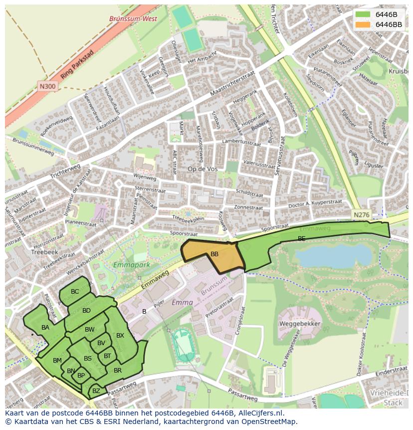 Afbeelding van het postcodegebied 6446 BB op de kaart.