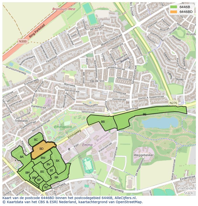 Afbeelding van het postcodegebied 6446 BD op de kaart.
