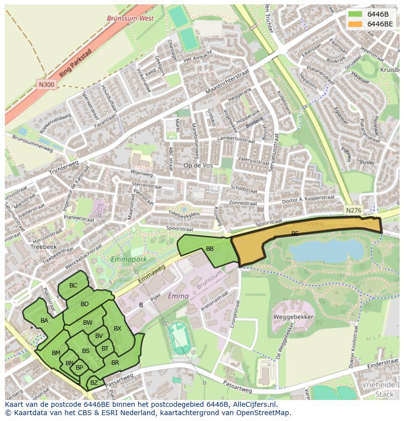 Afbeelding van het postcodegebied 6446 BE op de kaart.