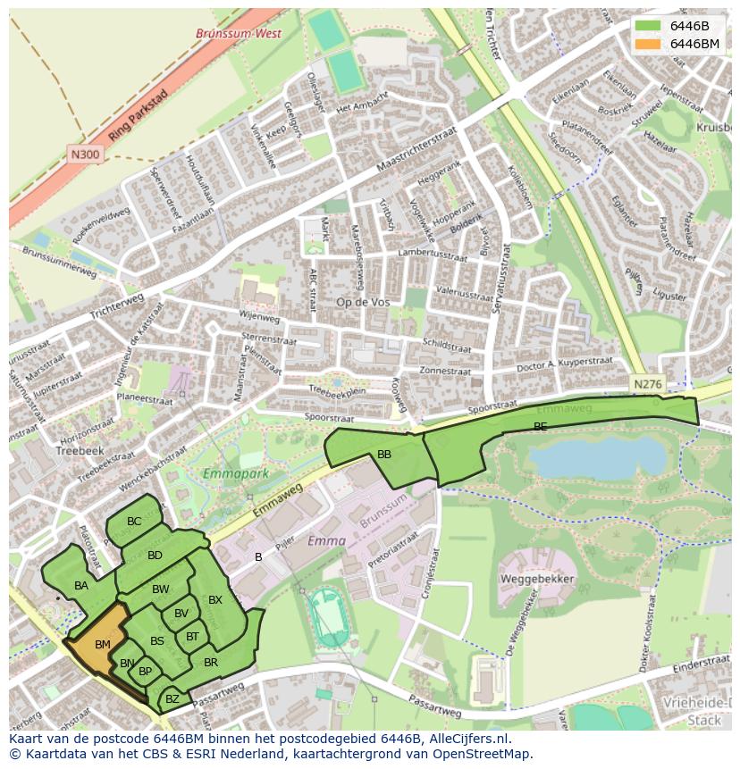 Afbeelding van het postcodegebied 6446 BM op de kaart.