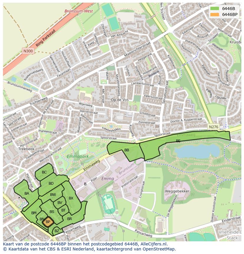Afbeelding van het postcodegebied 6446 BP op de kaart.
