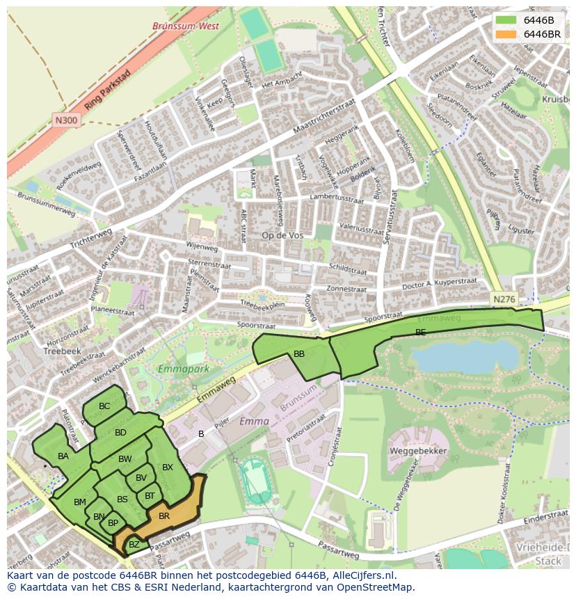 Afbeelding van het postcodegebied 6446 BR op de kaart.