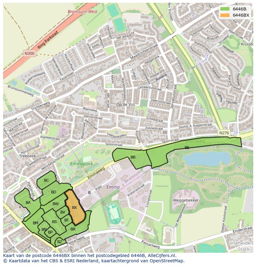 Afbeelding van het postcodegebied 6446 BX op de kaart.