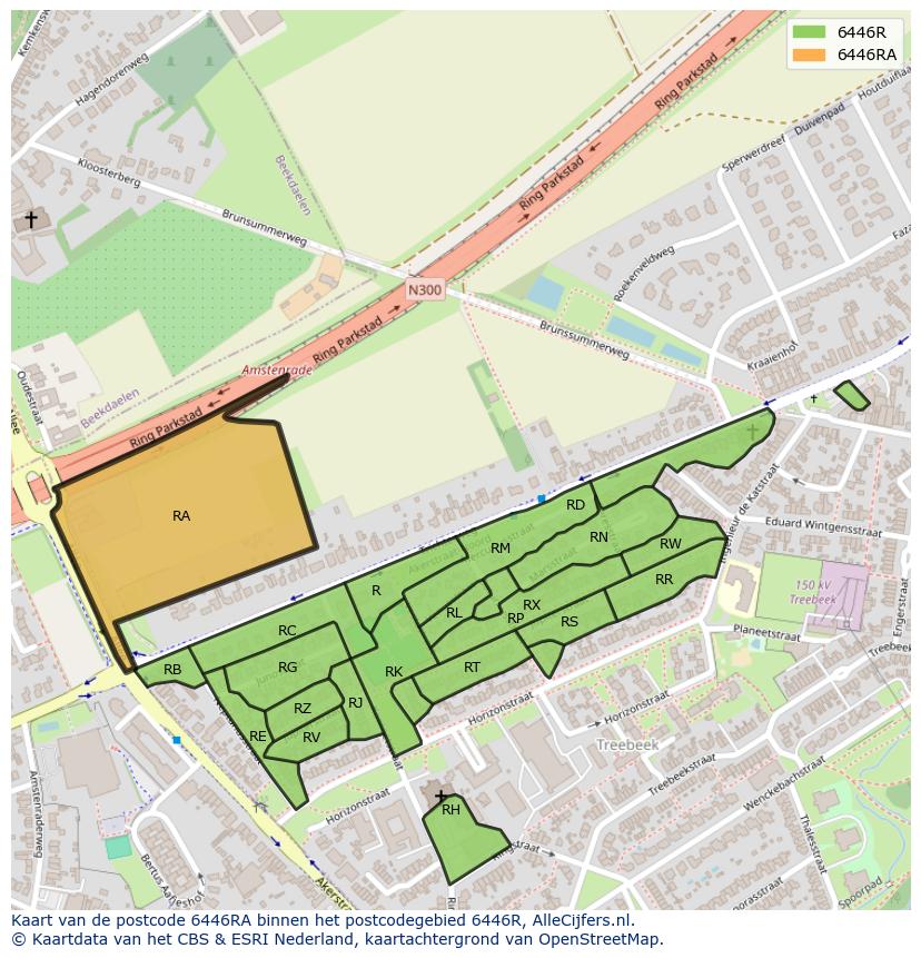 Afbeelding van het postcodegebied 6446 RA op de kaart.