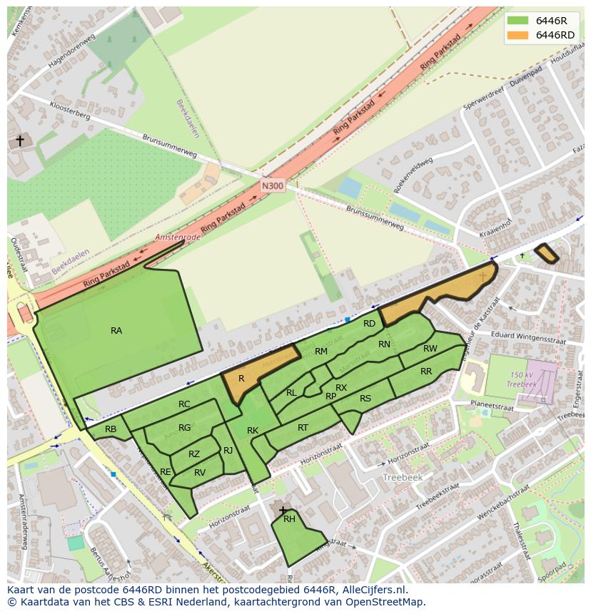 Afbeelding van het postcodegebied 6446 RD op de kaart.