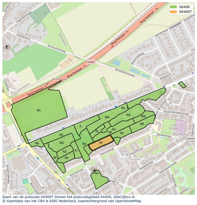 Afbeelding van het postcodegebied 6446 RT op de kaart.