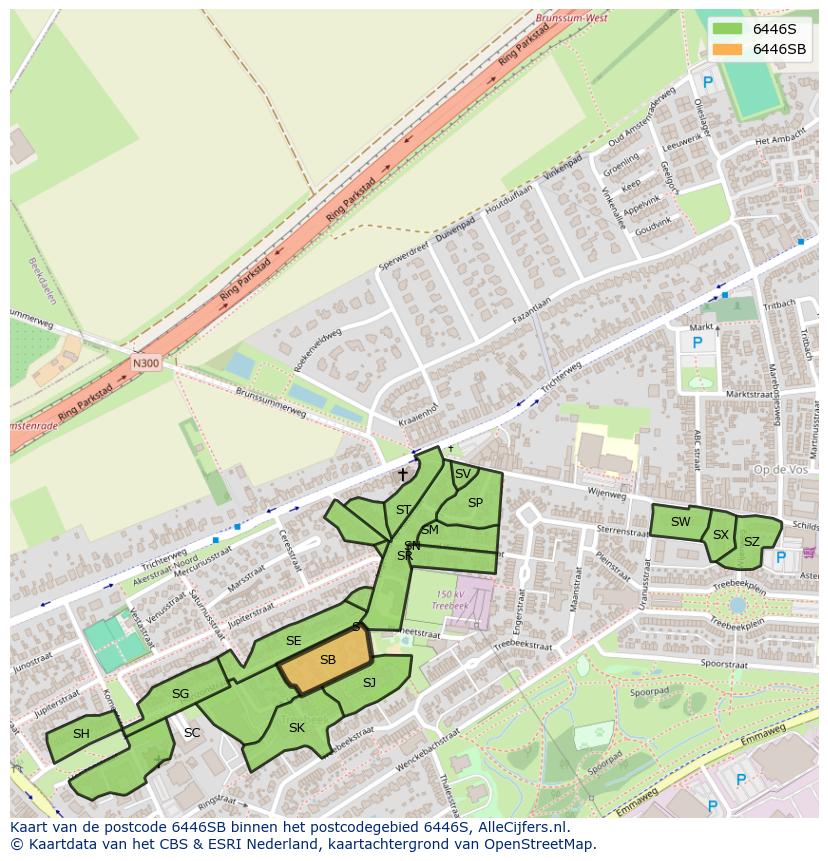 Afbeelding van het postcodegebied 6446 SB op de kaart.