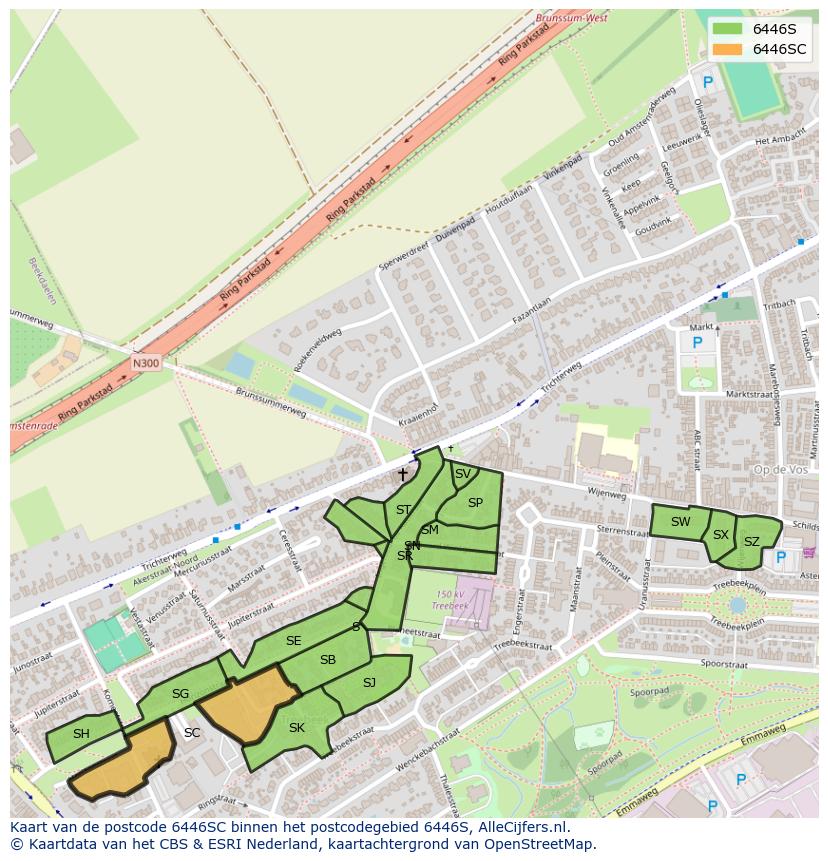 Afbeelding van het postcodegebied 6446 SC op de kaart.