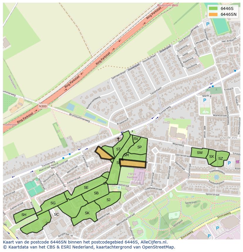 Afbeelding van het postcodegebied 6446 SN op de kaart.