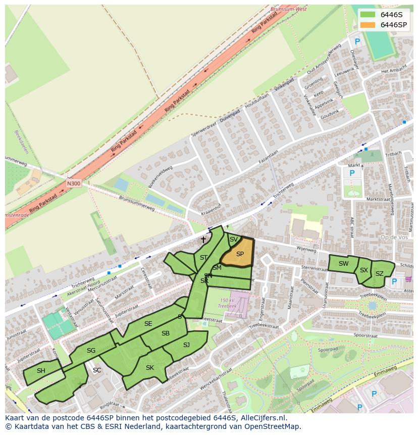 Afbeelding van het postcodegebied 6446 SP op de kaart.