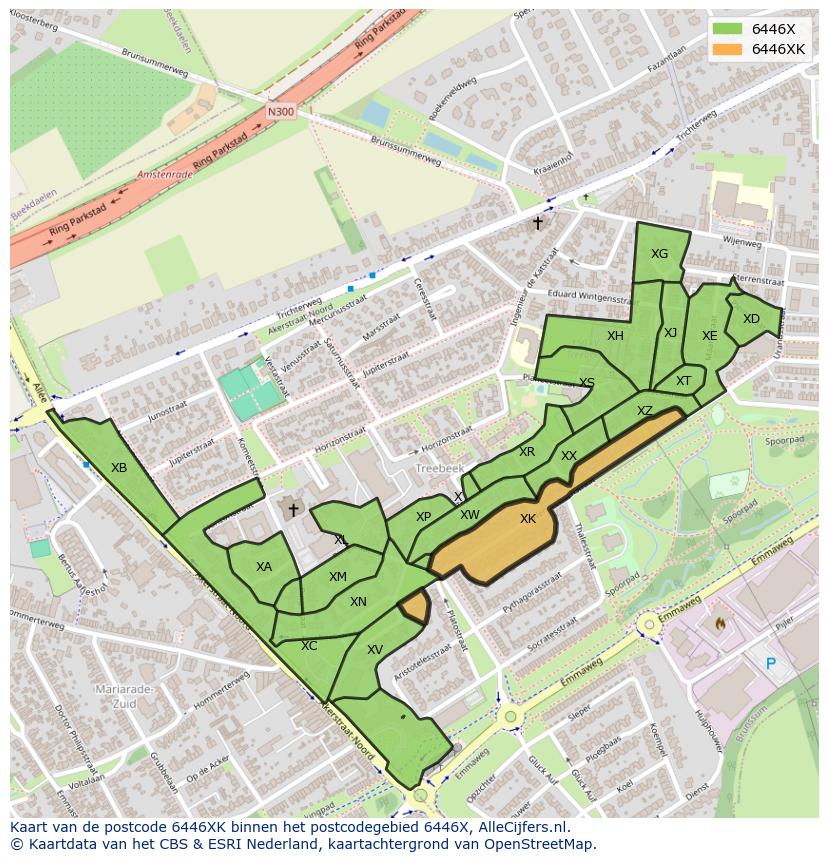 Afbeelding van het postcodegebied 6446 XK op de kaart.