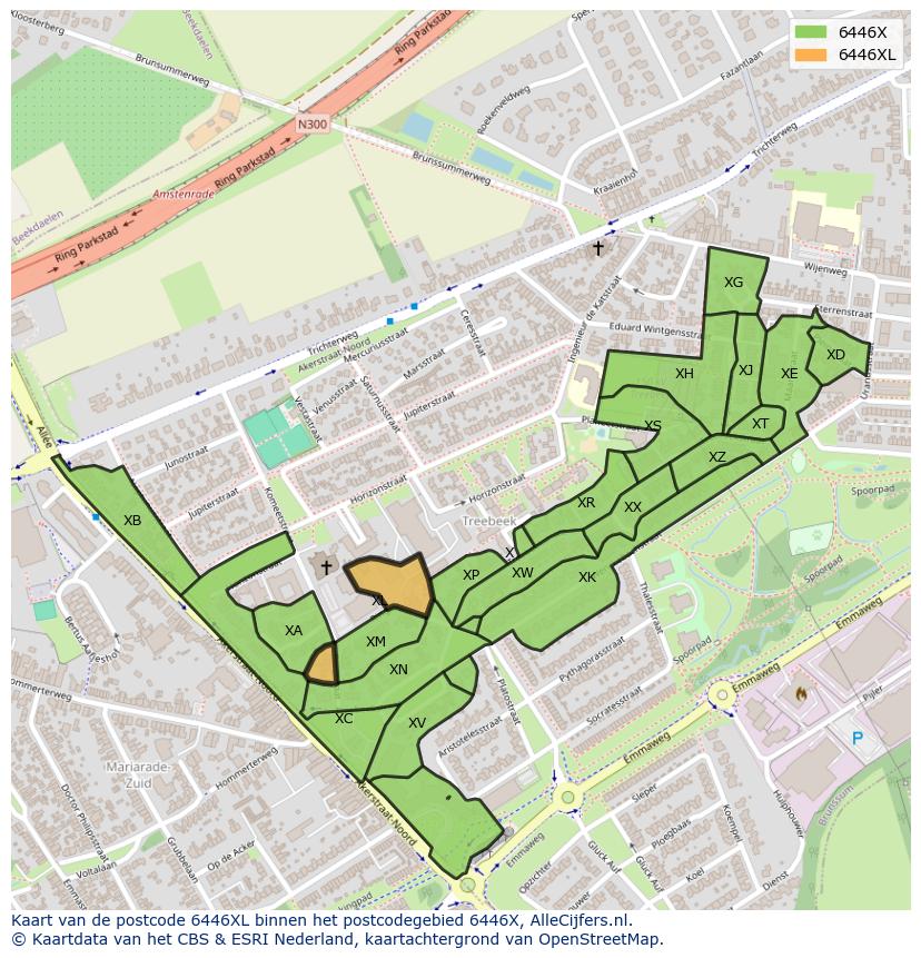 Afbeelding van het postcodegebied 6446 XL op de kaart.