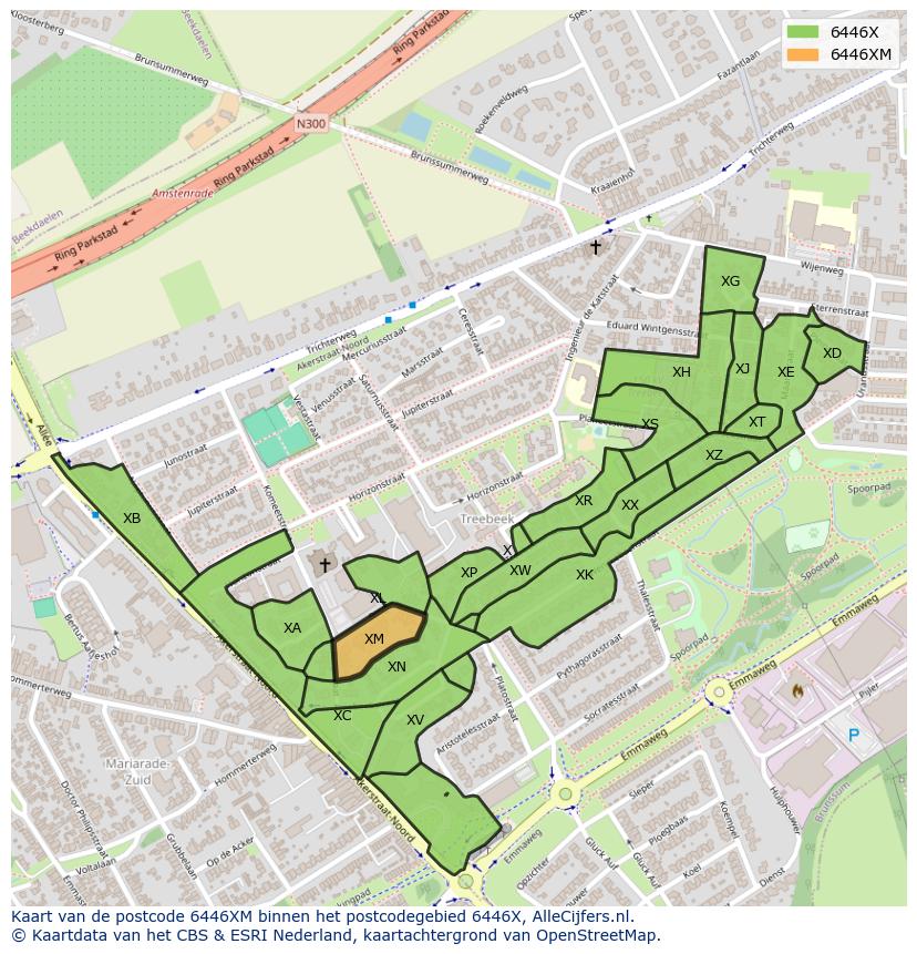 Afbeelding van het postcodegebied 6446 XM op de kaart.