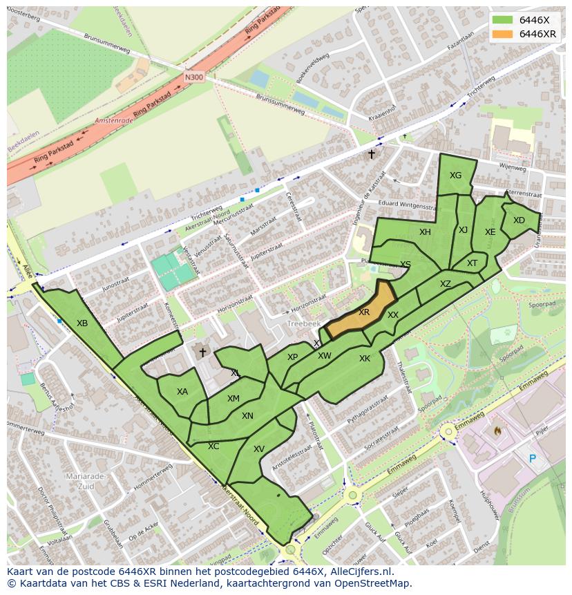 Afbeelding van het postcodegebied 6446 XR op de kaart.