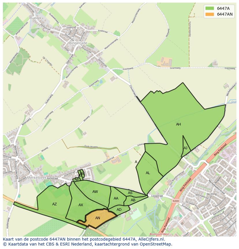 Afbeelding van het postcodegebied 6447 AN op de kaart.