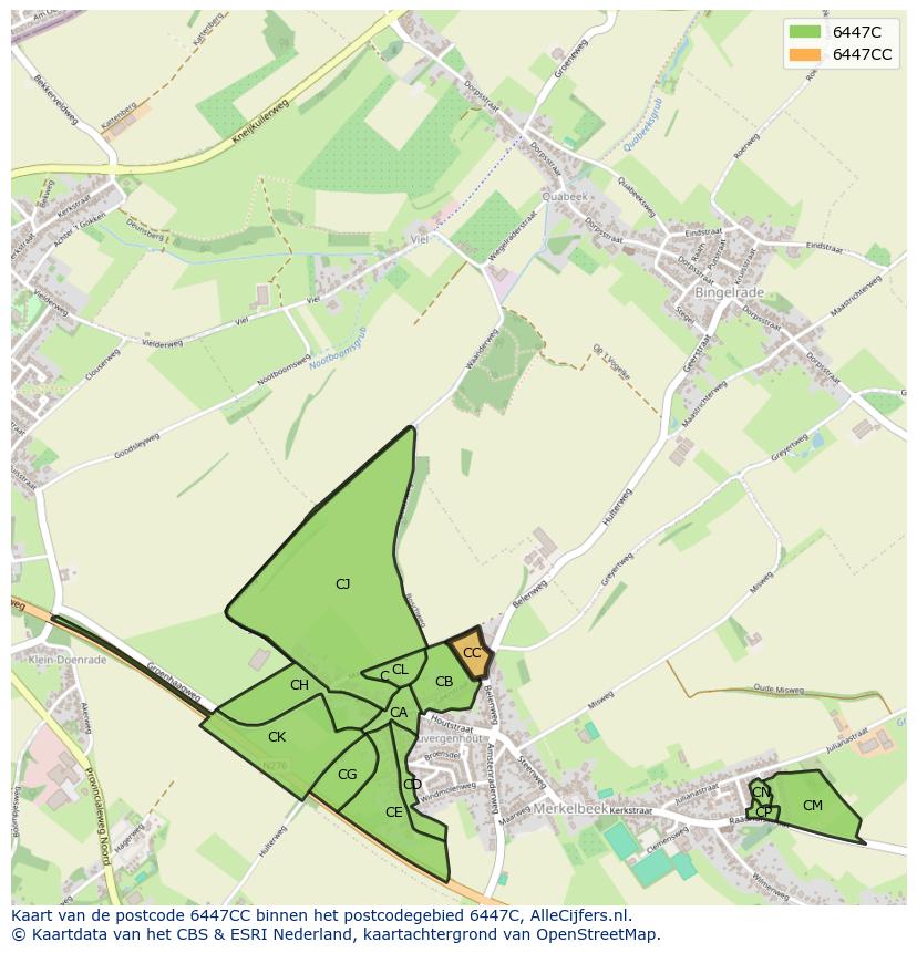 Afbeelding van het postcodegebied 6447 CC op de kaart.