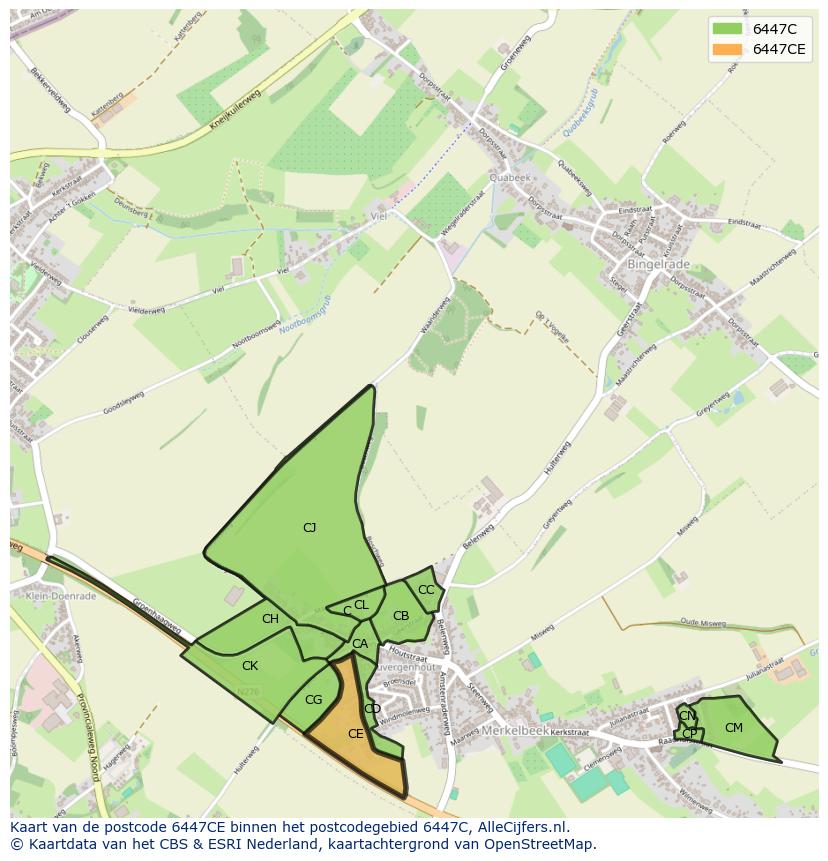 Afbeelding van het postcodegebied 6447 CE op de kaart.