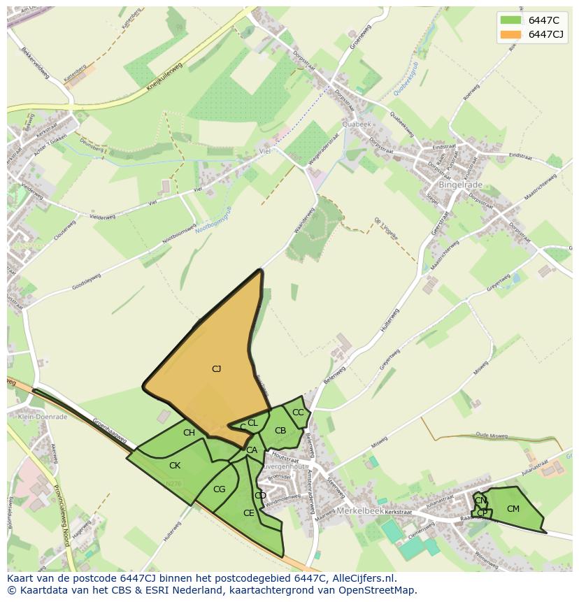 Afbeelding van het postcodegebied 6447 CJ op de kaart.