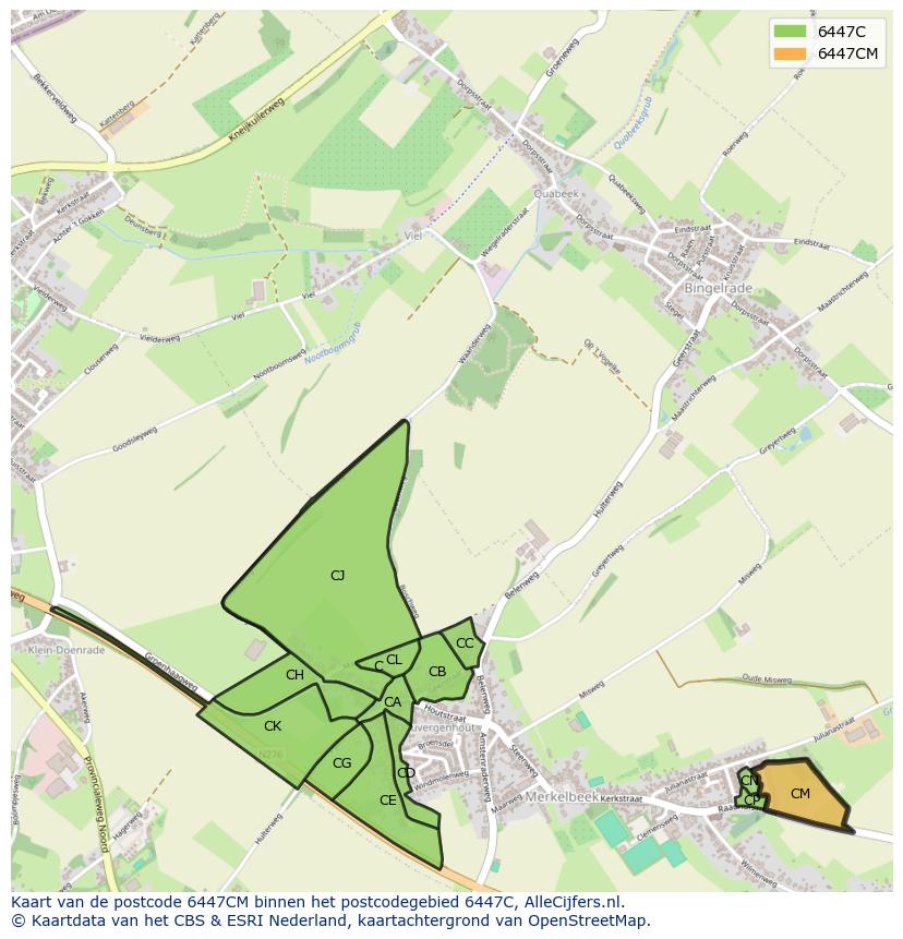 Afbeelding van het postcodegebied 6447 CM op de kaart.
