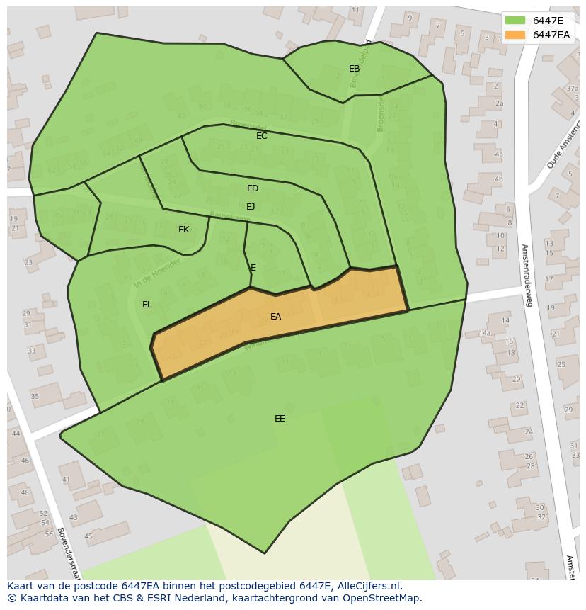 Afbeelding van het postcodegebied 6447 EA op de kaart.