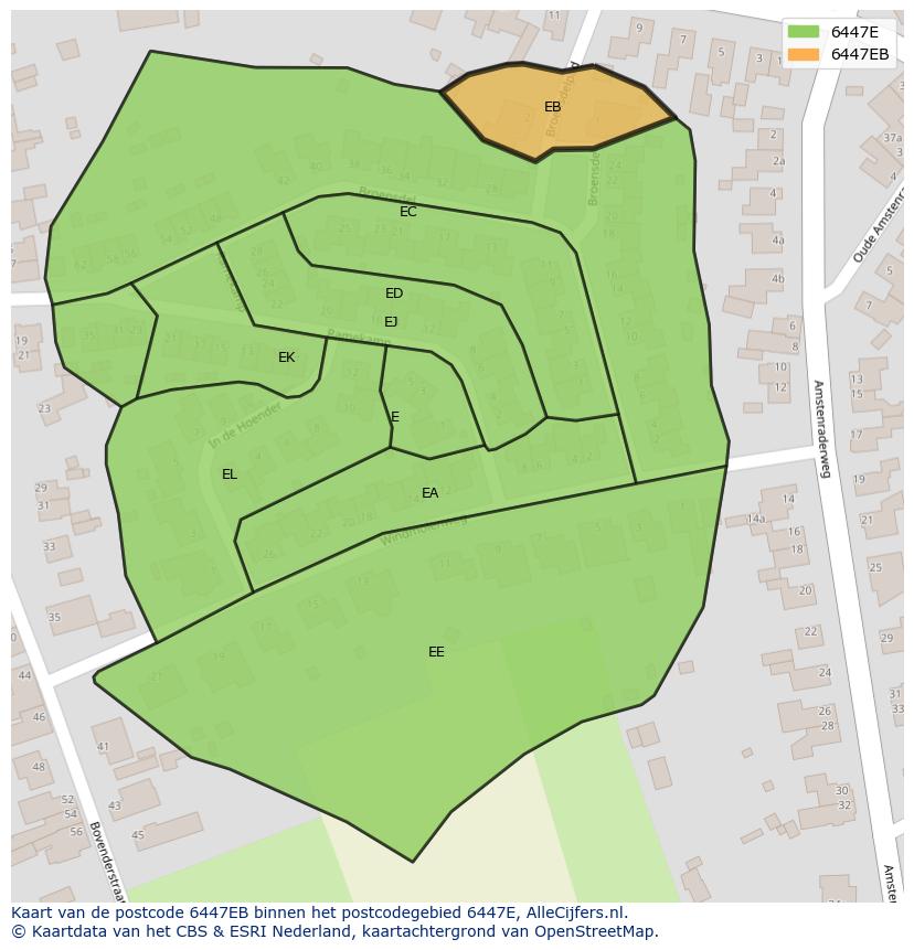 Afbeelding van het postcodegebied 6447 EB op de kaart.