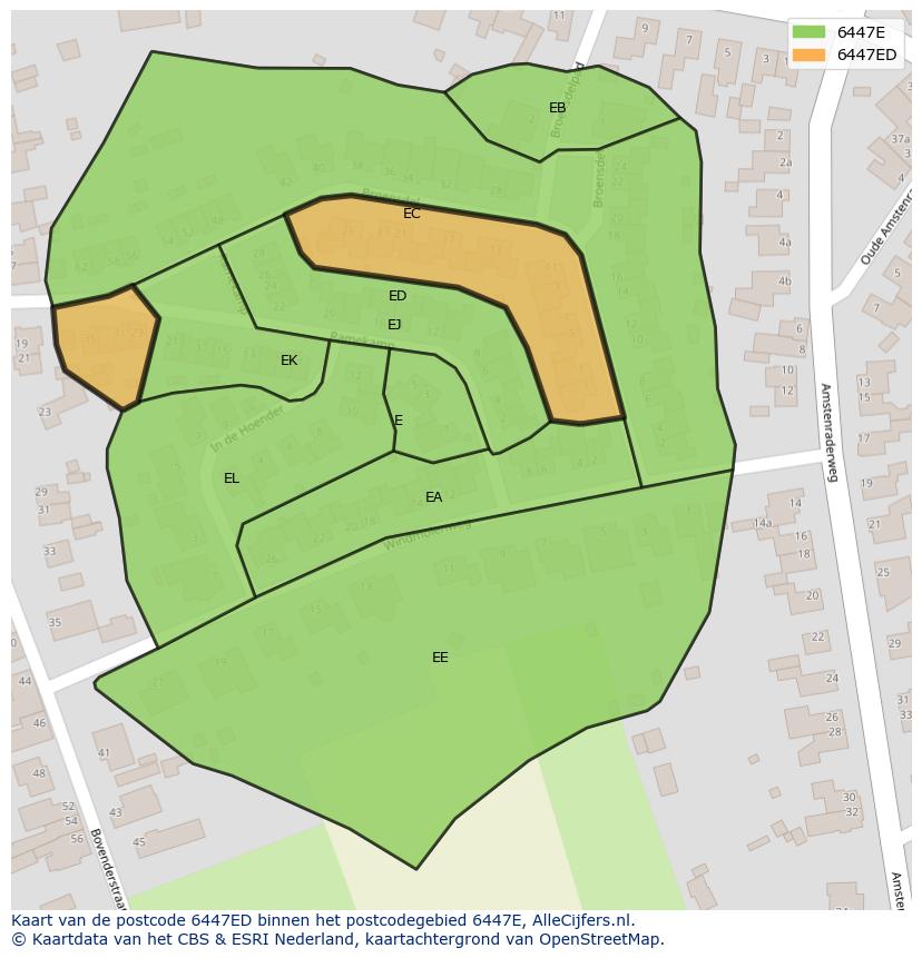 Afbeelding van het postcodegebied 6447 ED op de kaart.