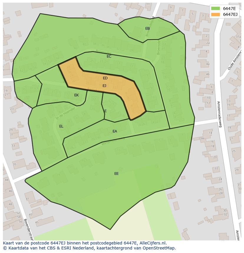 Afbeelding van het postcodegebied 6447 EJ op de kaart.