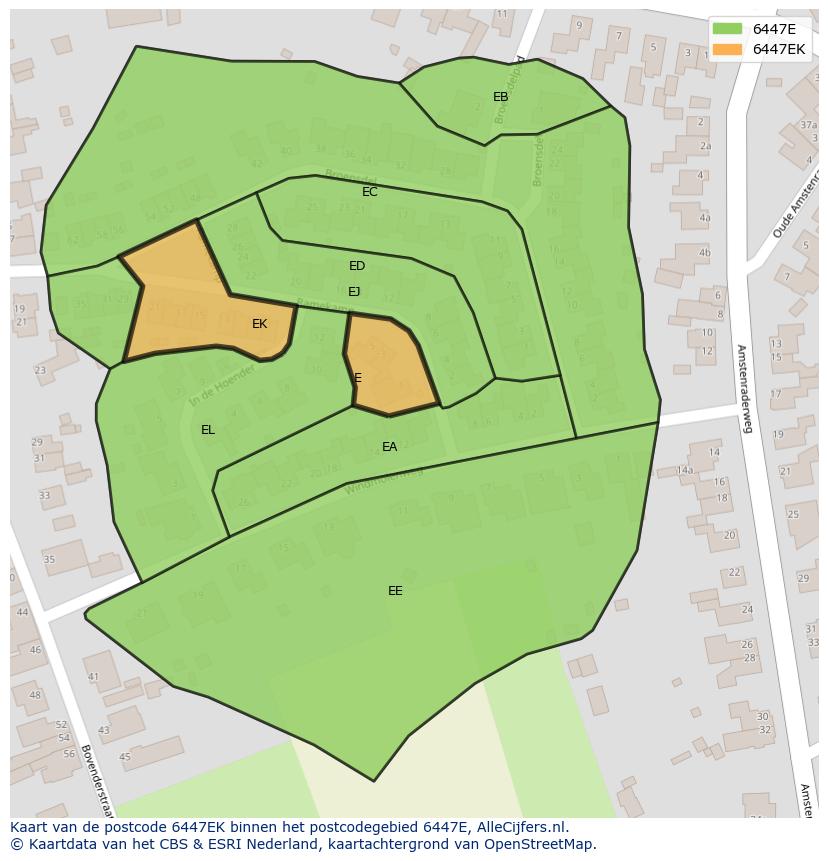 Afbeelding van het postcodegebied 6447 EK op de kaart.