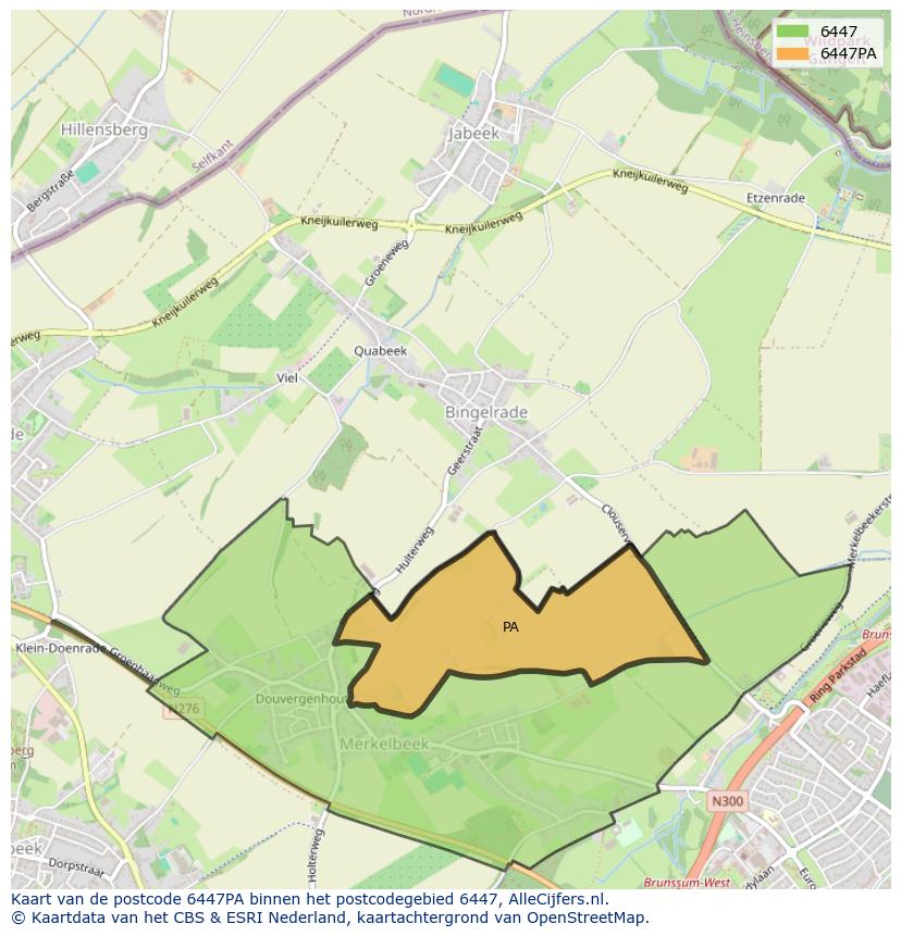 Afbeelding van het postcodegebied 6447 PA op de kaart.