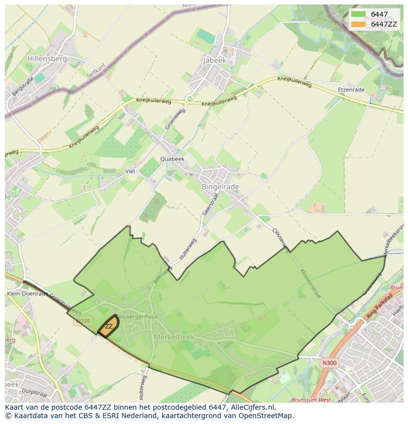 Afbeelding van het postcodegebied 6447 ZZ op de kaart.
