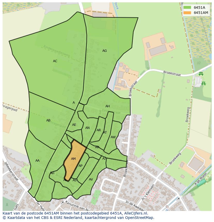 Afbeelding van het postcodegebied 6451 AM op de kaart.