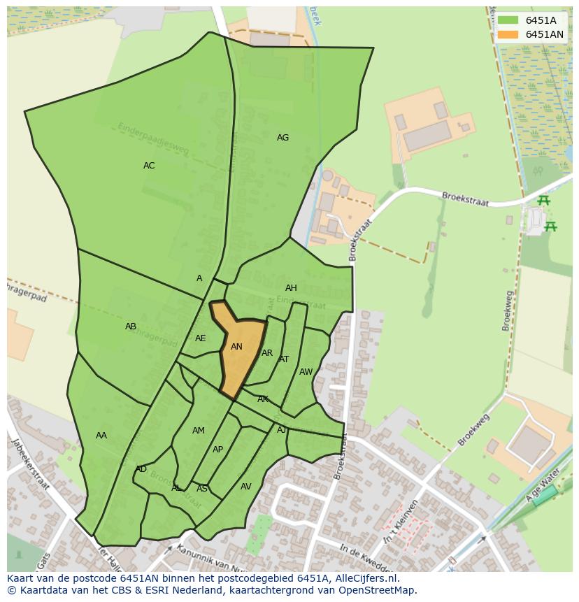 Afbeelding van het postcodegebied 6451 AN op de kaart.