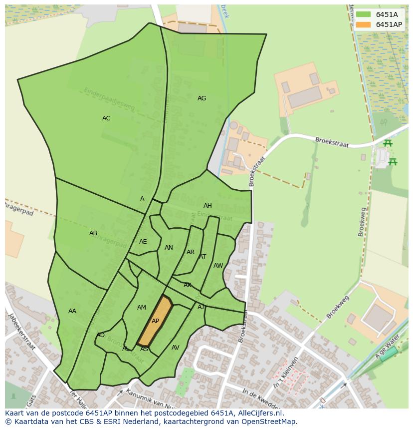 Afbeelding van het postcodegebied 6451 AP op de kaart.