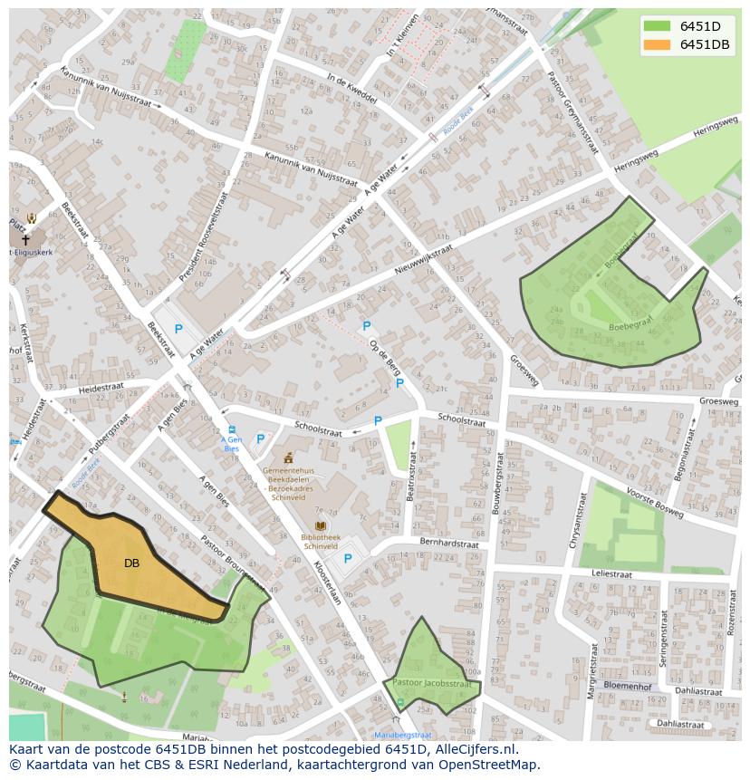 Afbeelding van het postcodegebied 6451 DB op de kaart.